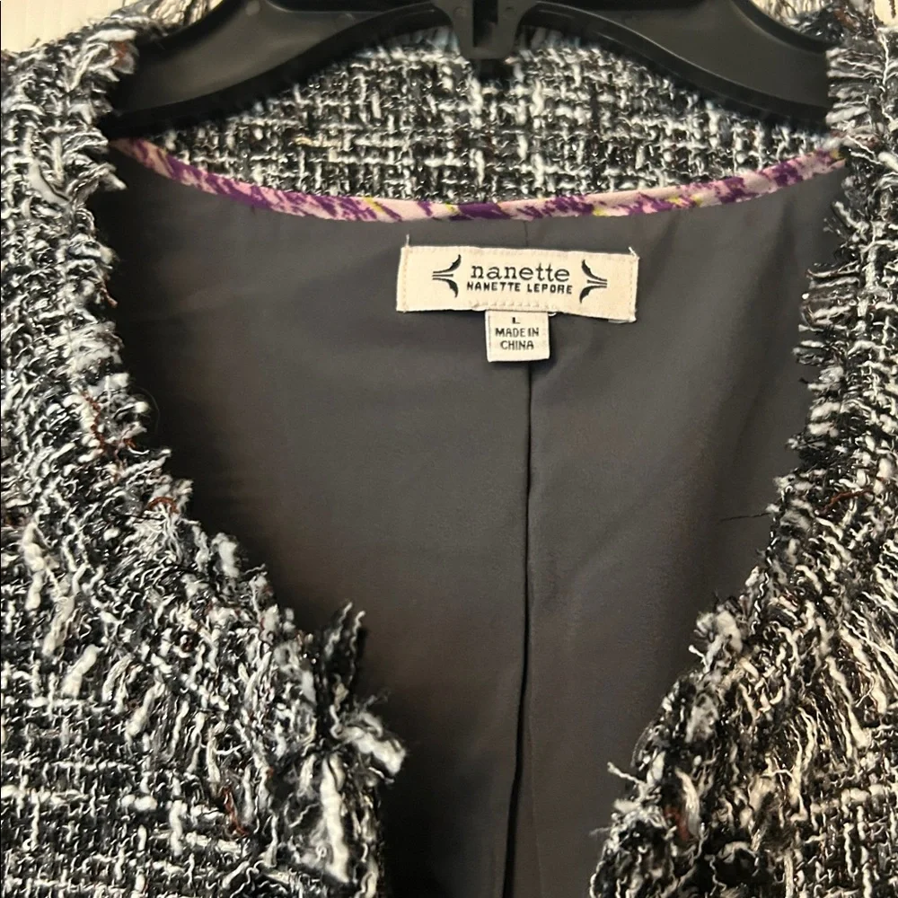 Nannette Lepore Women's Black and White Tweed Blazer L brand new with tag - Picture 5 of 8